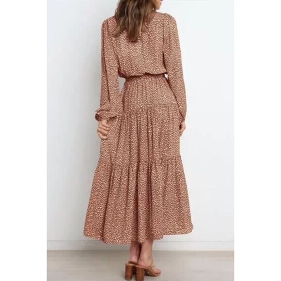 NWT Pretty Garden Dress Sz L Mauve Long Sleeve Floral Boho Maxi Poetic Romantic - Picture 6 of 13